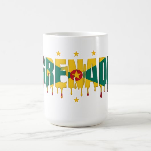 Grenada Drip Text | Caribbean Flag Design | Fan  コーヒーマグカップ (中央)