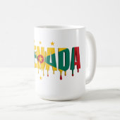 Grenada Drip Text | Caribbean Flag Design | Fan  コーヒーマグカップ (正面右)