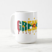 Grenada Drip Text | Caribbean Flag Design | Fan  コーヒーマグカップ (正面左)