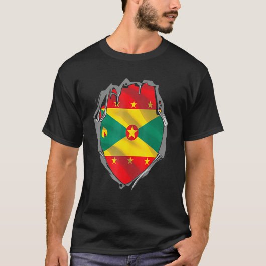 Grenada Heart Cutout With Grenadian Flag On Grenad Tシャツ (正面)