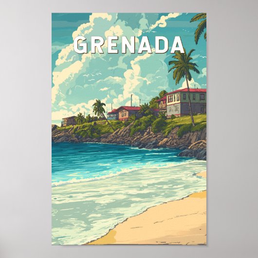 Grenada Illustration Travel Art Vintage ポスター (正面)