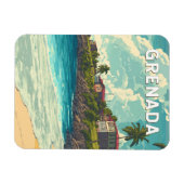 Grenada Illustration Travel Art Vintage マグネット (横)
