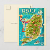 Grenada Island Map Postcard ポストカード (正面/裏面)