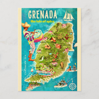Grenada Island Map Postcard ポストカード