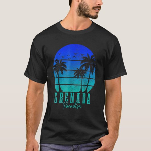 Grenada Vintage Surfer Caribbean Grenadian Tシャツ (正面)