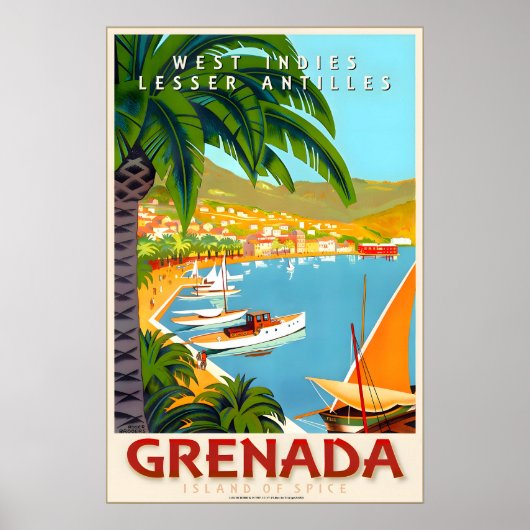 Grenada West Indies Caribbean Travel Poster Roger ポスター (正面)