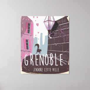 Grenoble Franceヴィンテージ旅行ポスター キャンバスプリント