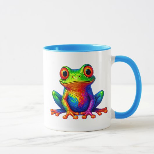 Grenouille cartoon assise aux couleurs vives. マグカップ (右)