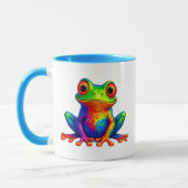 Grenouille cartoon assise aux couleurs vives. マグカップ (左)
