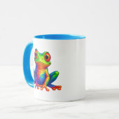 Grenouille cartoon assise aux couleurs vives. マグカップ (正面左)