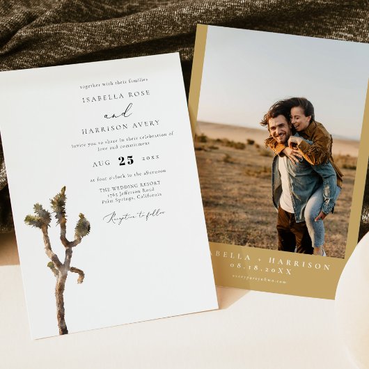 GRETA Water color Joshua Tree Photo 結婚's Invitat 招待状