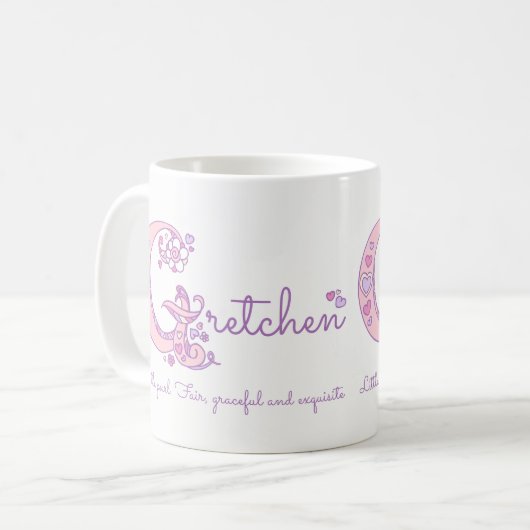 Gretchenの一流の意味ハートの花Gのモノグラムのマグ コーヒーマグカップ (正面左)