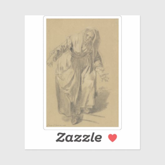 Greuze – 腕を伸ばした老婦人 シール (シート)