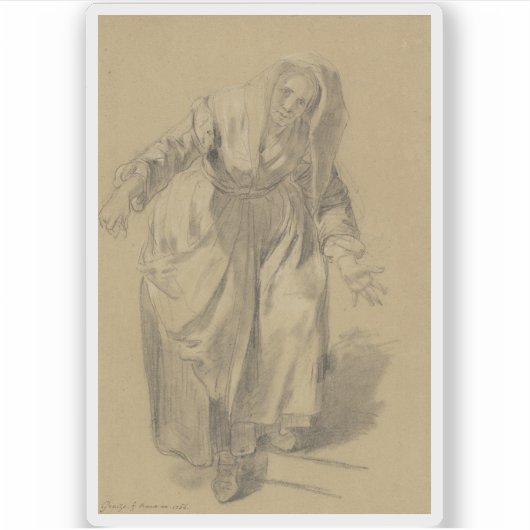 Greuze – 腕を伸ばした老婦人 シール (正面)