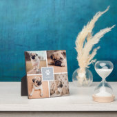Grey | 犬の名前と足跡のペット写真コラージュ フォトプラーク (インサイチュ)