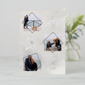  Grey 3 Multi Photos Collage Pet Dog Wedding idea 箔招待状 (立ち正面)