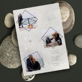  Grey 3 Multi Photos Collage Pet Dog Wedding idea 箔招待状