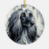 Grey Afghan Hound Portrait セラミックオーナメント (正面)