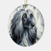 Grey Afghan Hound Portrait セラミックオーナメント (左)