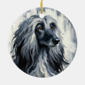 Grey Afghan Hound Portrait セラミックオーナメント (裏面)