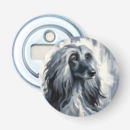 Grey Afghan Hound Portrait 栓抜き (正面)