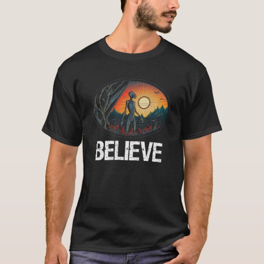 Grey Alien  Believe  Extraterrestials  Science Fic Tシャツ (正面)