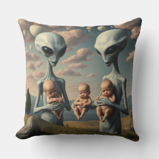Grey Aliens Cradling Human Babies クッション
