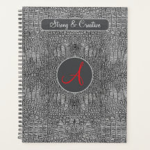 Grey Alligator Leather Scales Custom Monogram