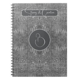 Grey Alligator Leather Scales Reptile Monogram  ノートブック