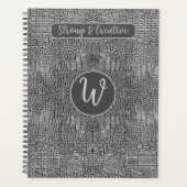 Grey Alligator Leather Scales Reptile Monogram  プランナー手帳 (正面)