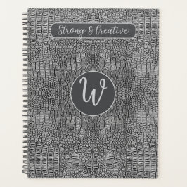 Grey Alligator Leather Scales Reptile Monogram  プランナー手帳