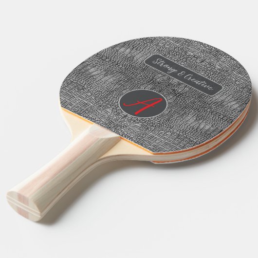 Grey Alligator Leather Scales Reptile Monogram 卓球ラケット (正面アングル)