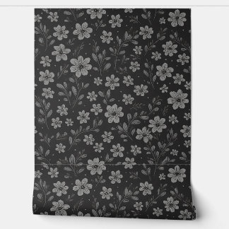 Grey and black floral pattern 壁紙