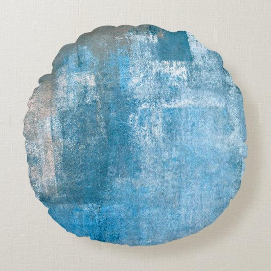 Grey and Blue Abstract Art Paintingabstract, paint ラウンドクッション (正面)