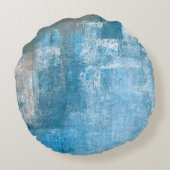 Grey and Blue Abstract Art Paintingabstract, paint ラウンドクッション (裏面)