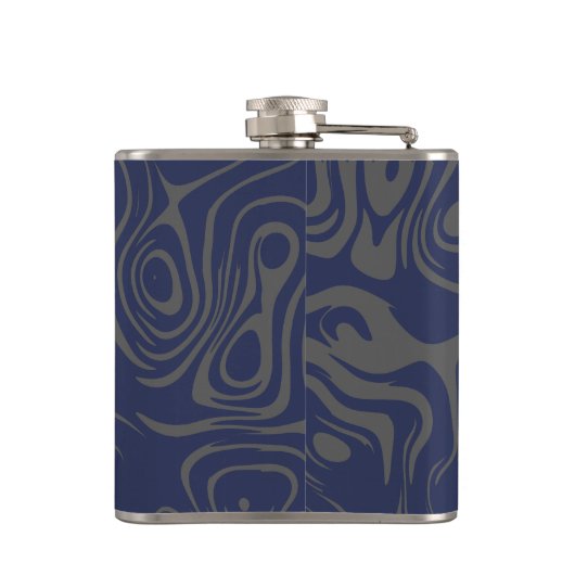Grey and Blue Cool Abstract Pattern Personalised フラスク (裏面)