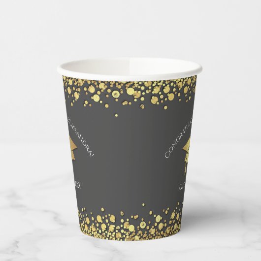 Grey and Gold Graduation 紙コップ (左)
