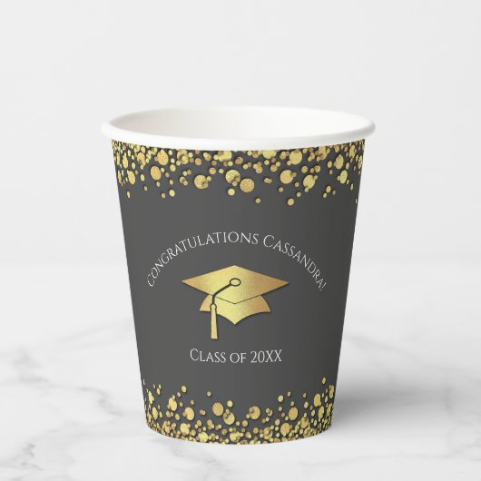 Grey and Gold Graduation 紙コップ (正面)