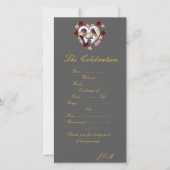 Grey and gold wedding program - Floral Heart (正面)