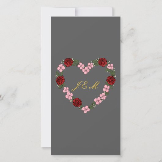 Grey and gold wedding program - Floral Heart (裏面)