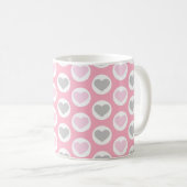 Grey and Pink Hearts Coffee Cup Valentine's Mug コーヒーマグカップ (正面右)