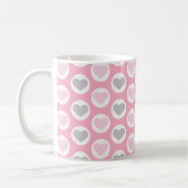 Grey and Pink Hearts Coffee Cup Valentine's Mug コーヒーマグカップ (左)