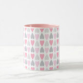 Grey and Pink Hearts Coffee Cup Valentine's Mug マグカップ (中央)