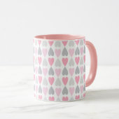 Grey and Pink Hearts Coffee Cup Valentine's Mug マグカップ (正面右)