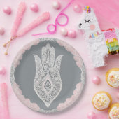 Grey and pink patterns AI art  ペーパープレート (パーティー)