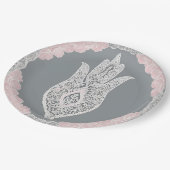 Grey and pink patterns AI art  ペーパープレート (アングル)