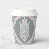 Grey and pink patterns AI art  紙コップ (左)