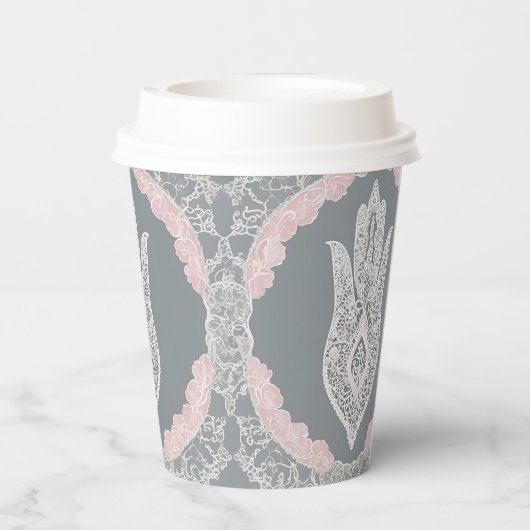 Grey and pink patterns AI art  紙コップ (裏面)
