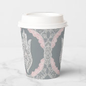 Grey and pink patterns AI art  紙コップ (正面)