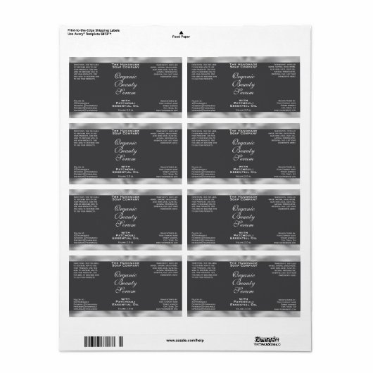 Grey and Silver Cosmetics Dropper Bottle Label ラベル (フルシート)